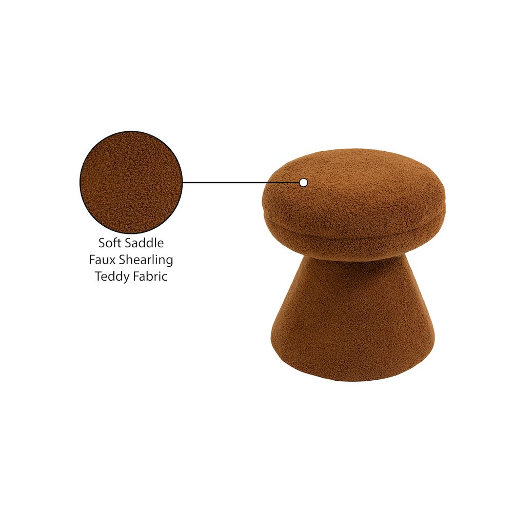 Drum Saddle Faux Shearling Teddy Fabric Ottoman/Stool. Picture 5