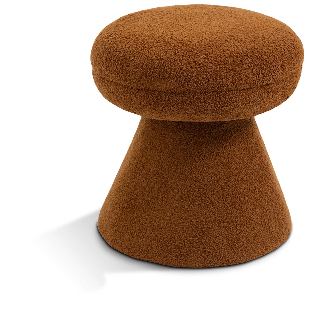 Drum Saddle Faux Shearling Teddy Fabric Ottoman/Stool. Picture 1