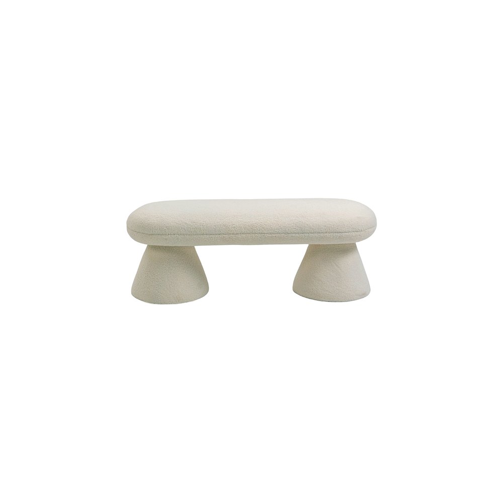 Drum Beige Faux Shearling Teddy Fabric Bench. Picture 3