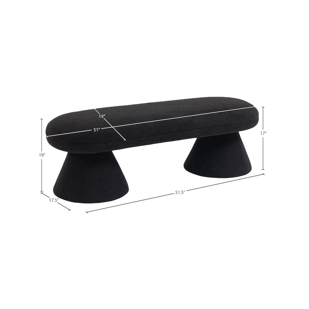 Drum Black Faux Shearling Teddy Fabric Bench. Picture 5