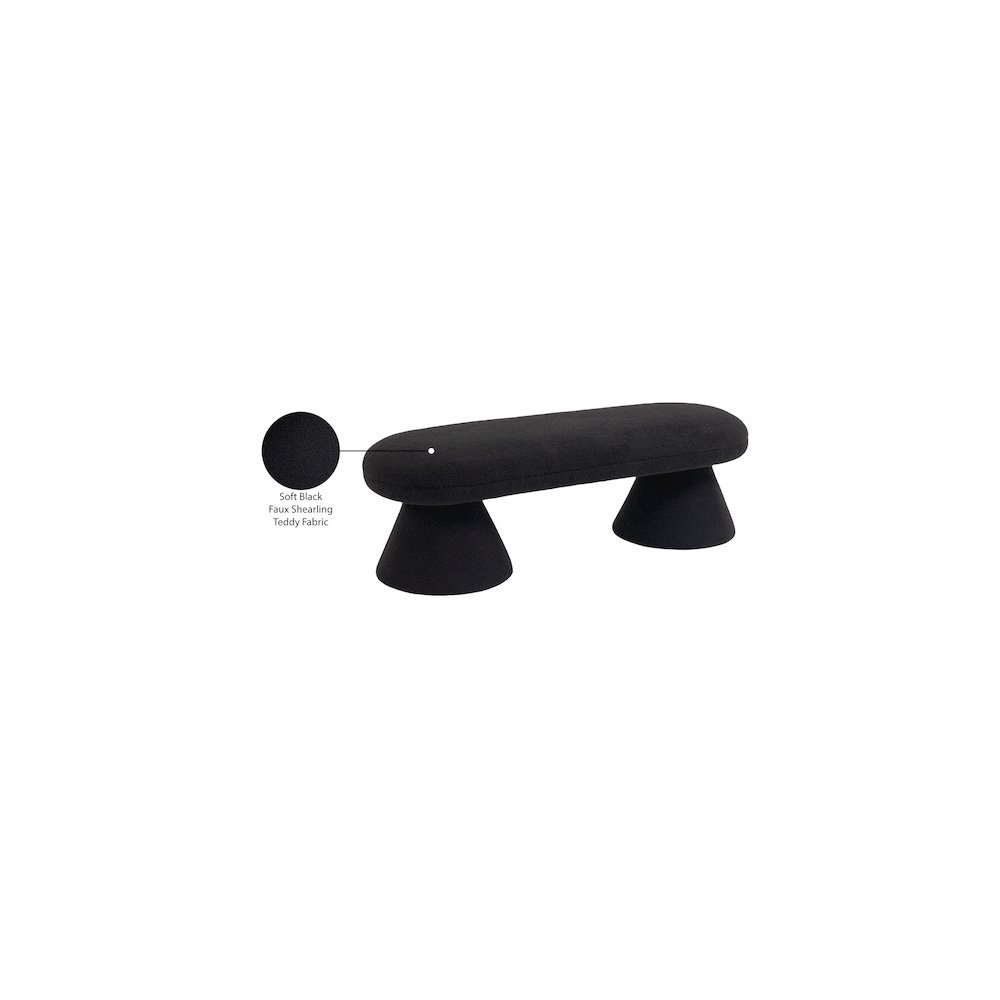 Drum Black Faux Shearling Teddy Fabric Bench. Picture 6