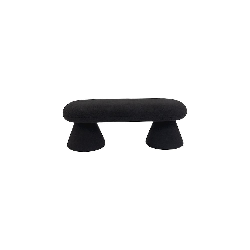 Drum Black Faux Shearling Teddy Fabric Bench. Picture 3