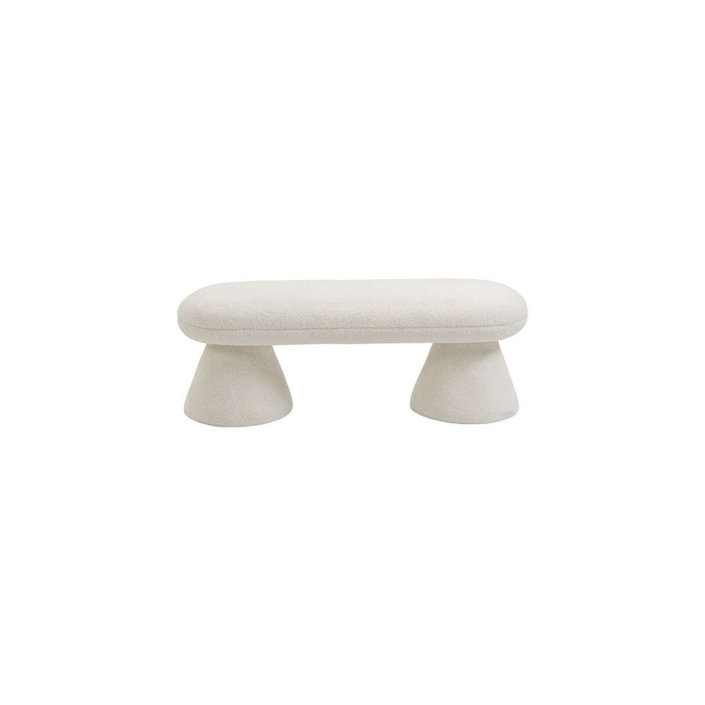 Drum Cream Faux Shearling Teddy Fabric Bench. Picture 3