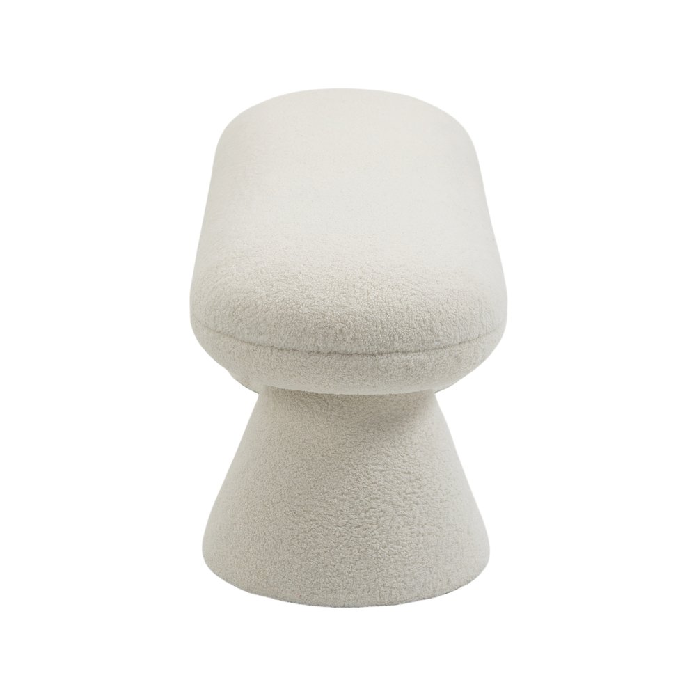 Drum Cream Faux Shearling Teddy Fabric Bench. Picture 4