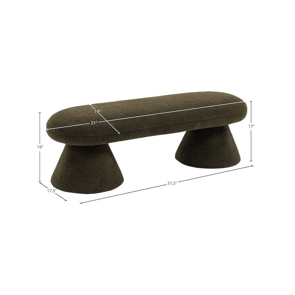 Drum Green Faux Shearling Teddy Fabric Bench. Picture 5