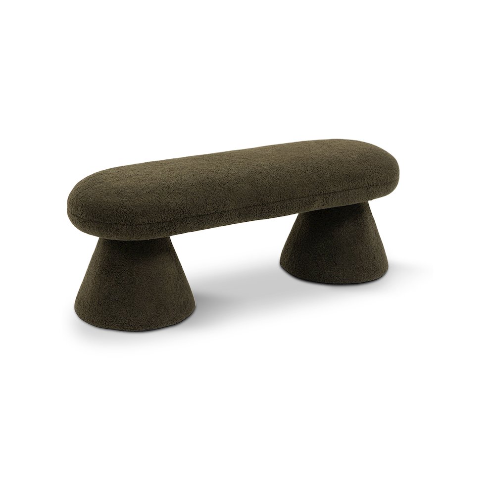 Drum Green Faux Shearling Teddy Fabric Bench. Picture 1
