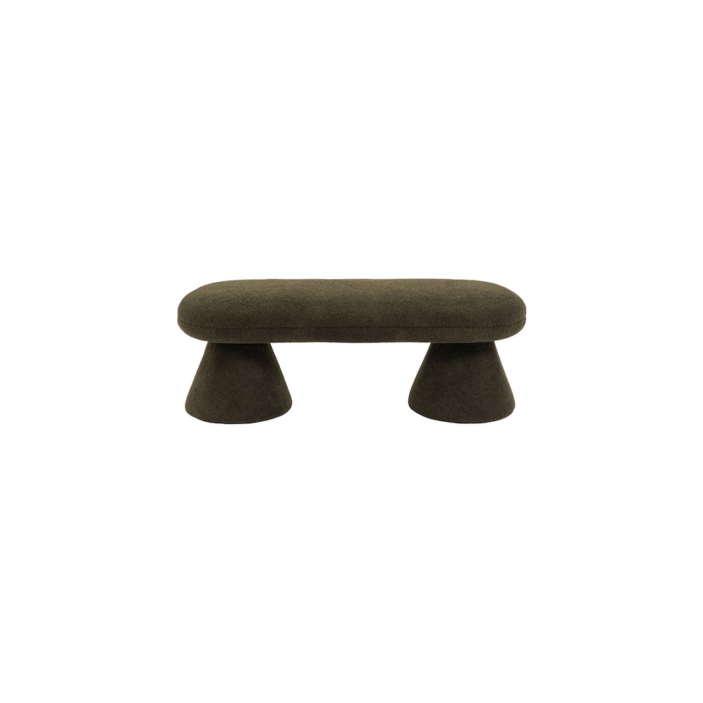 Drum Green Faux Shearling Teddy Fabric Bench. Picture 3