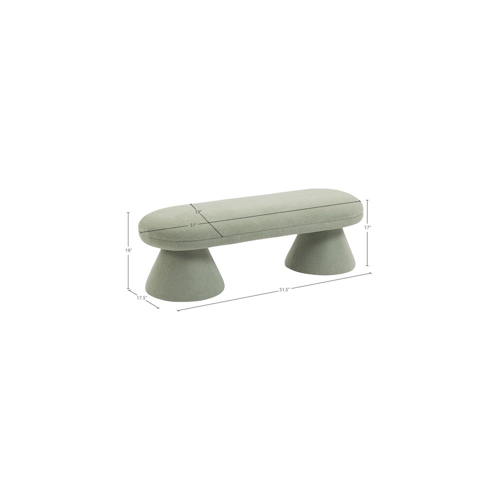 Drum Mint Faux Shearling Teddy Fabric Bench. Picture 5