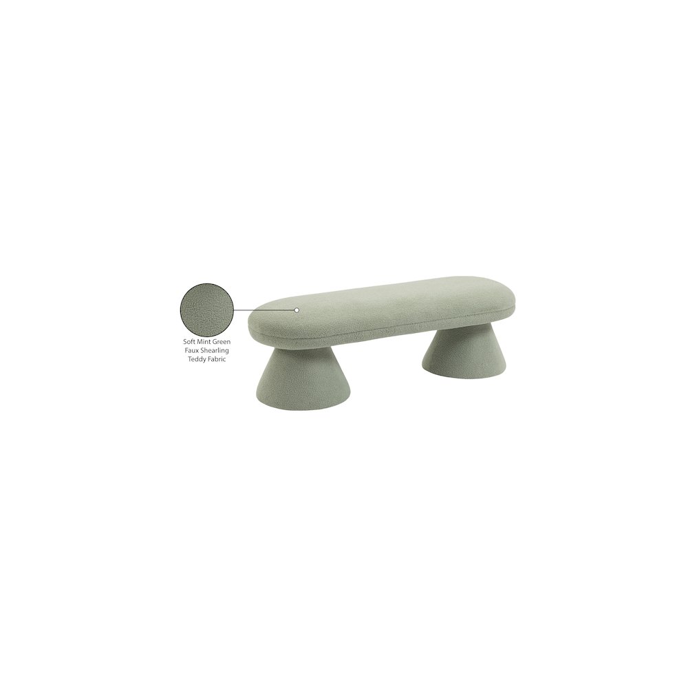 Drum Mint Faux Shearling Teddy Fabric Bench. Picture 6