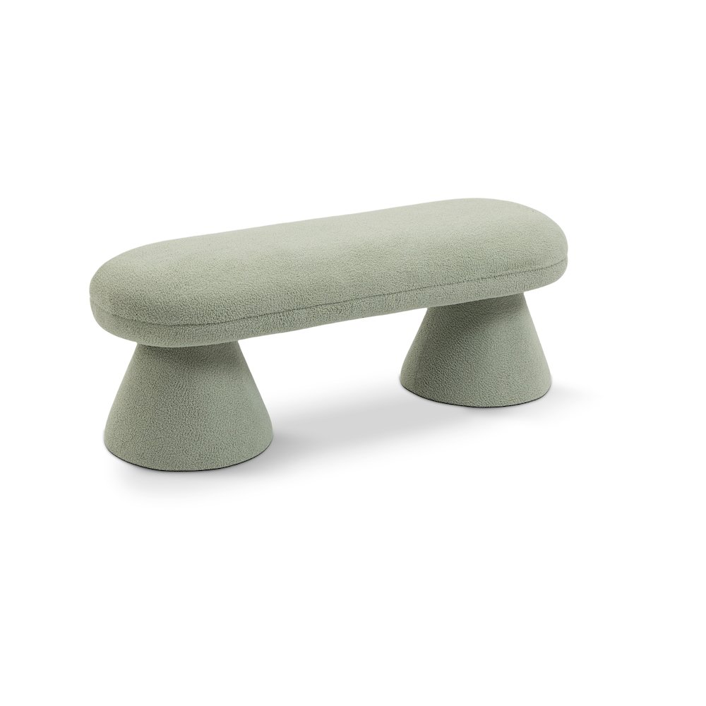 Drum Mint Faux Shearling Teddy Fabric Bench. Picture 1