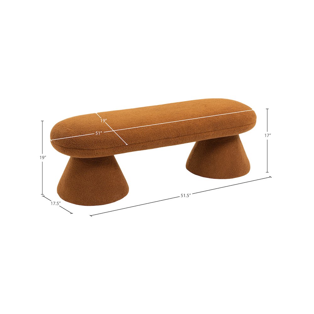 Drum Saddle Faux Shearling Teddy Fabric Bench. Picture 5