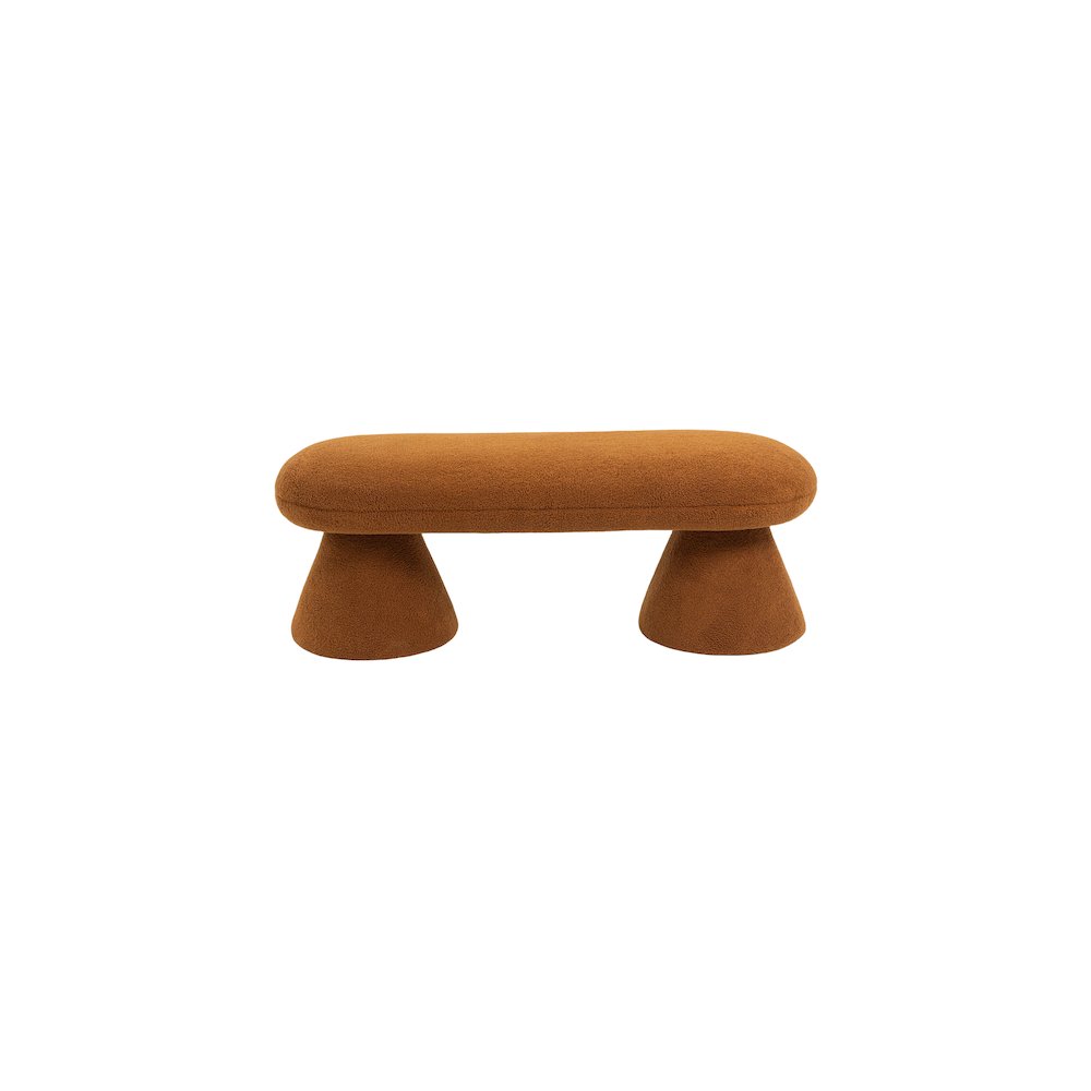 Drum Saddle Faux Shearling Teddy Fabric Bench. Picture 3