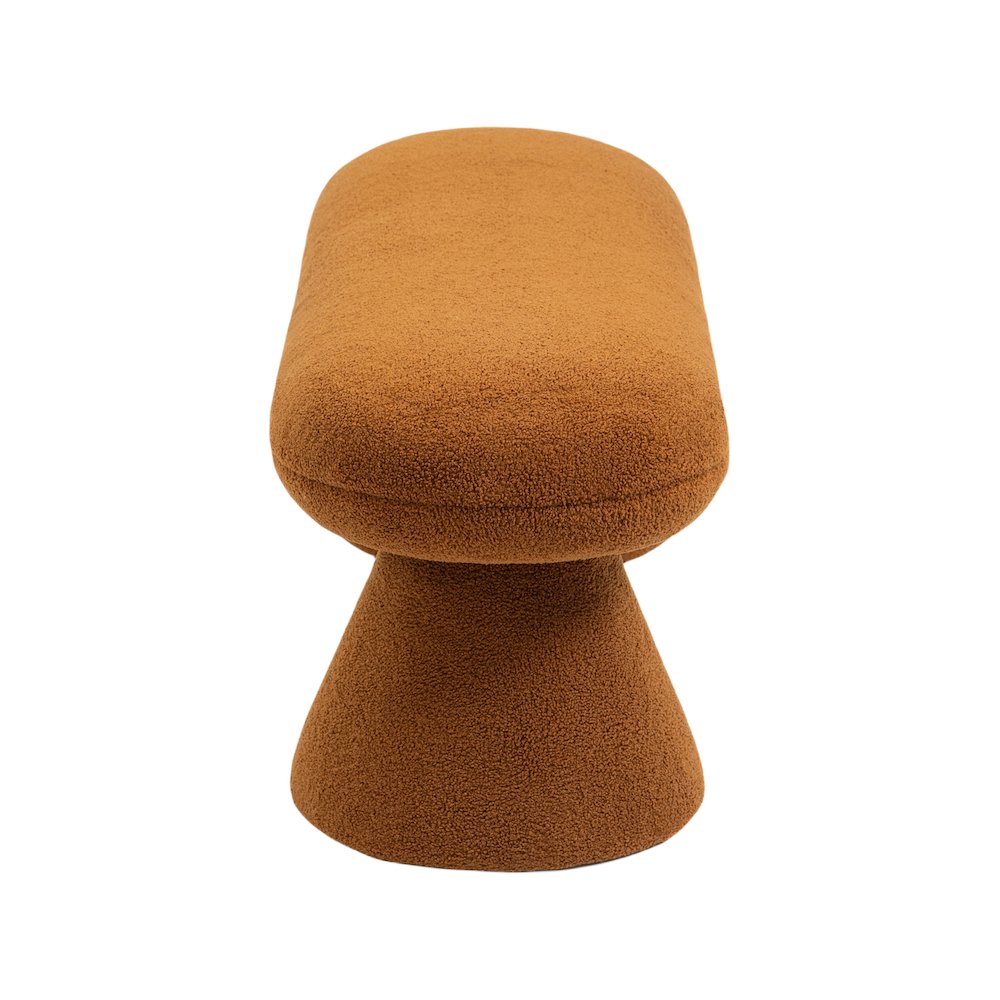 Drum Saddle Faux Shearling Teddy Fabric Bench. Picture 4