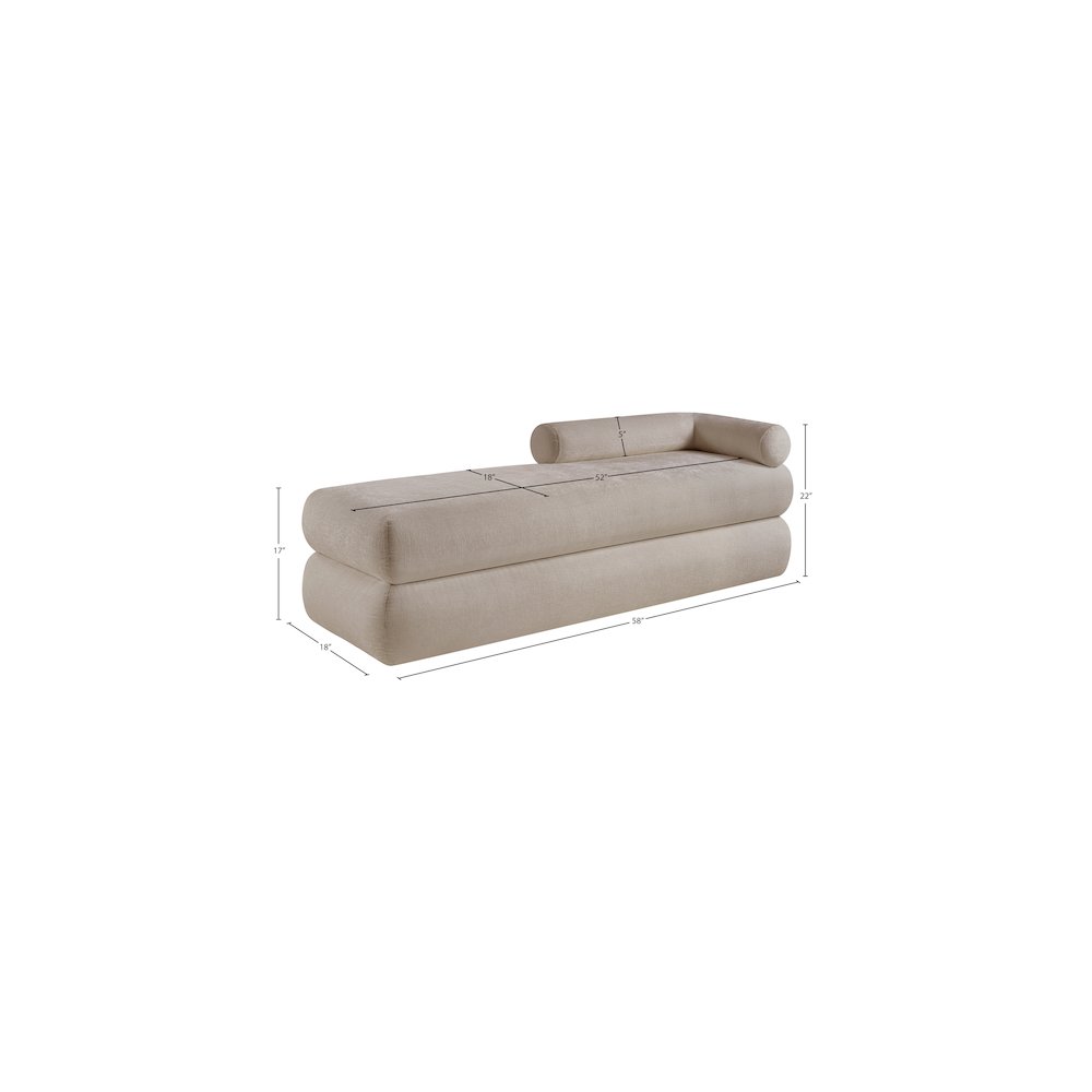 Kennedy Beige Chenille Fabric Bench. Picture 13
