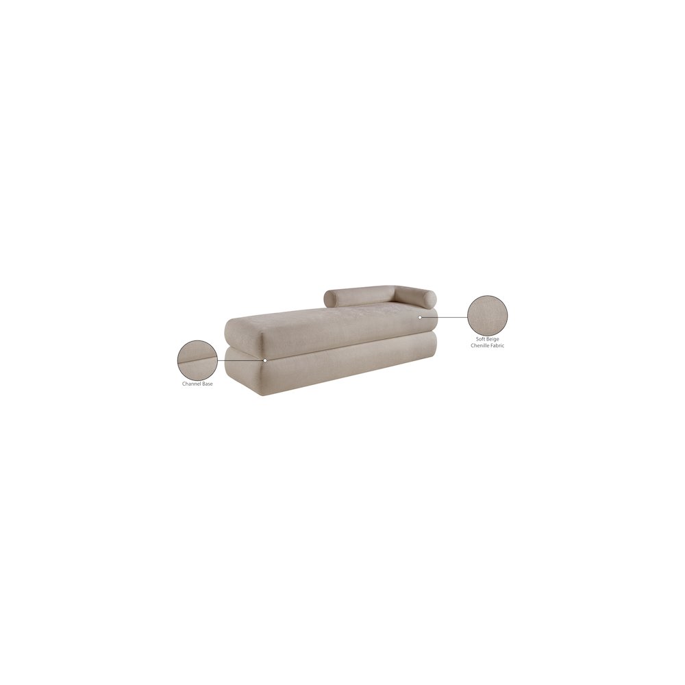 Kennedy Beige Chenille Fabric Bench. Picture 14