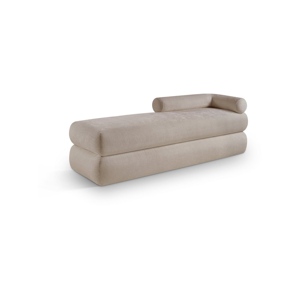 Kennedy Beige Chenille Fabric Bench. Picture 1