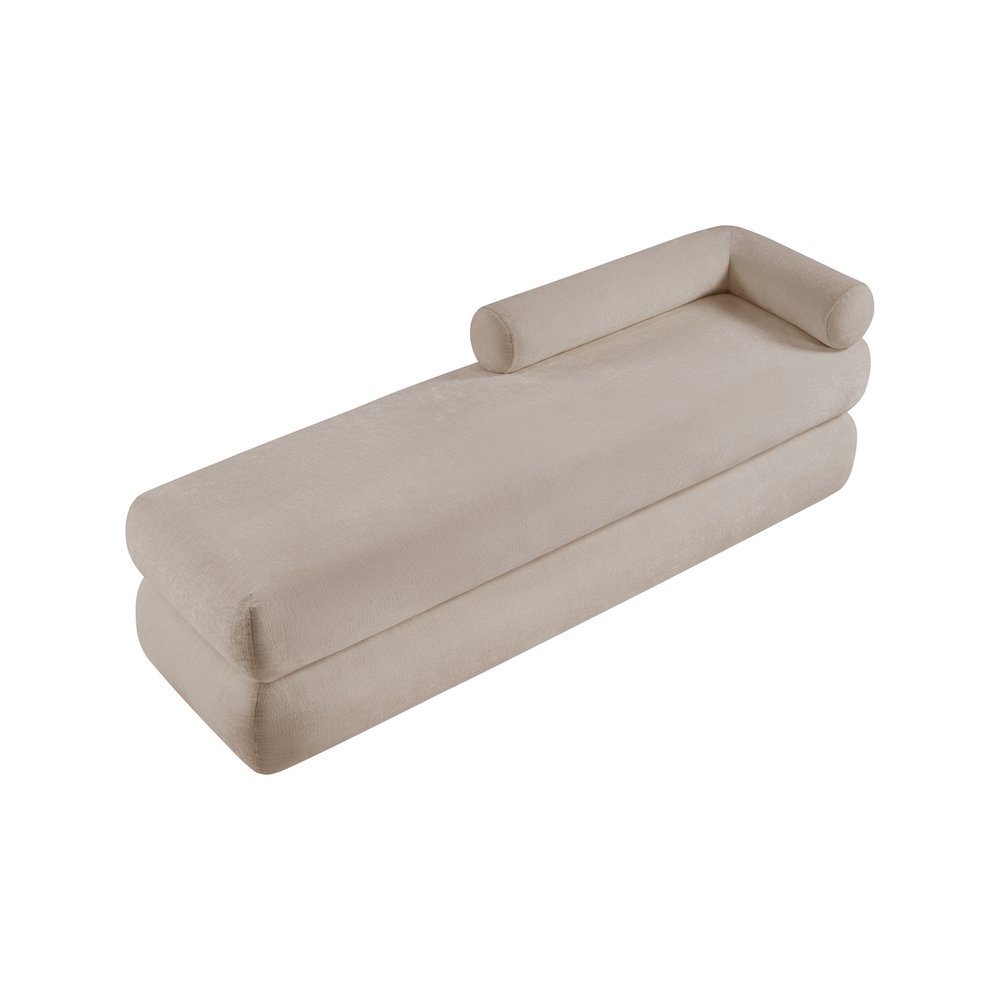 Kennedy Beige Chenille Fabric Bench. Picture 8