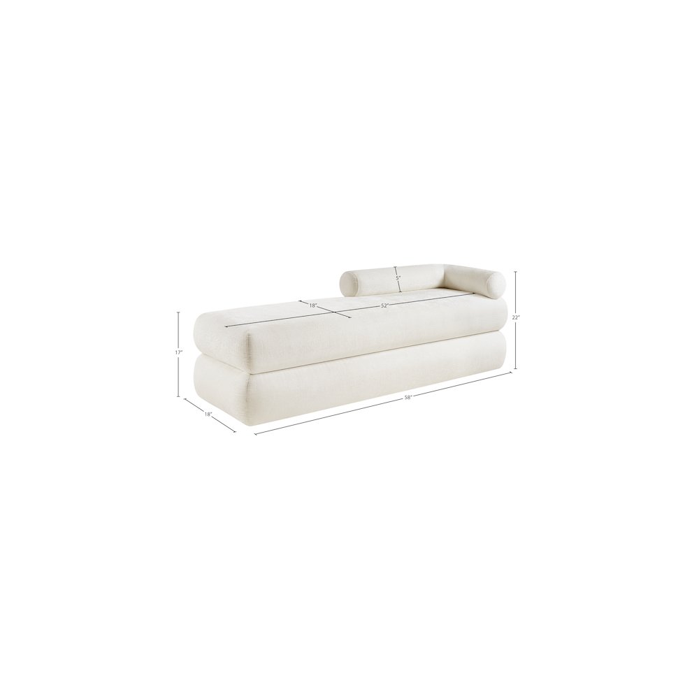 Kennedy Cream Chenille Fabric Bench. Picture 13