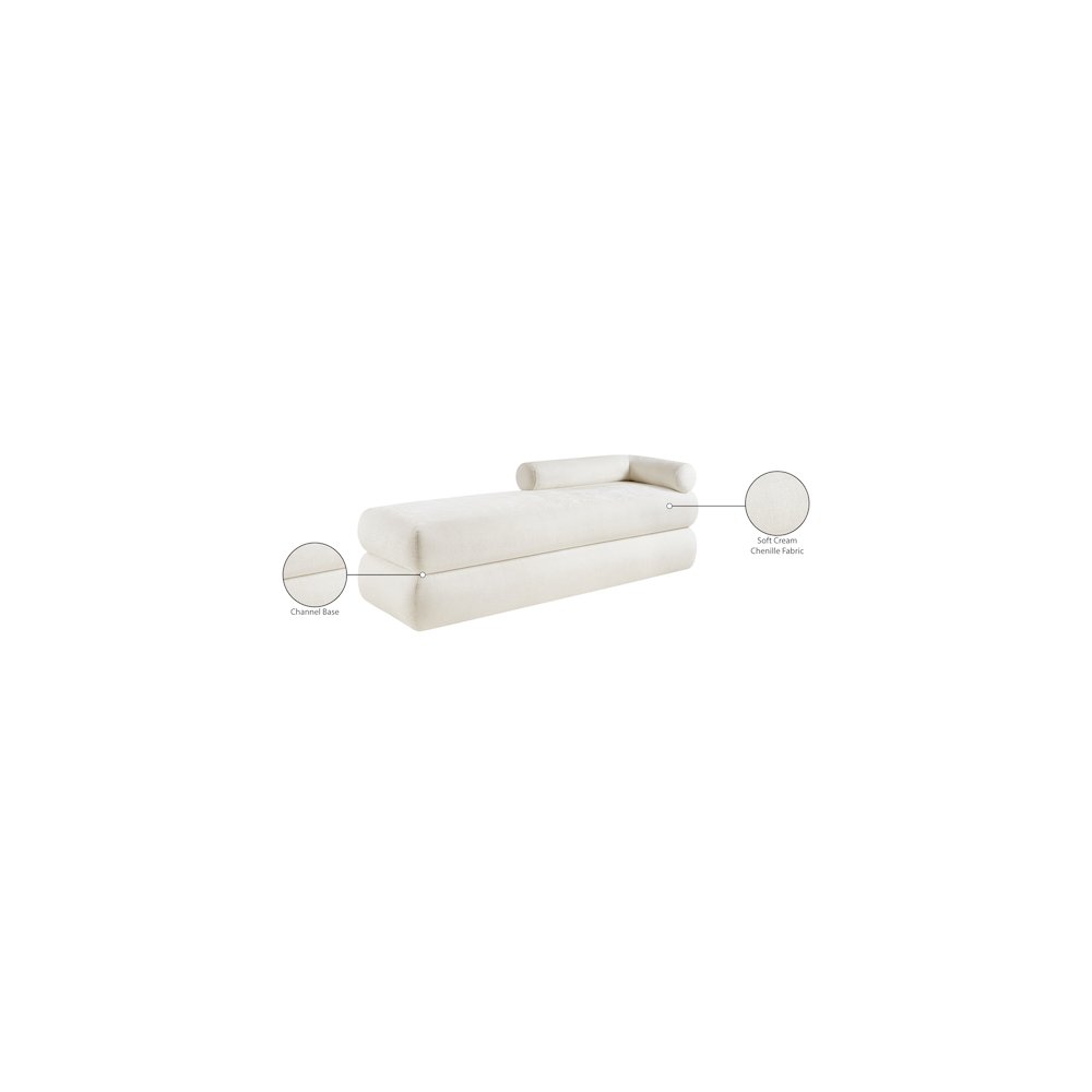 Kennedy Cream Chenille Fabric Bench. Picture 14