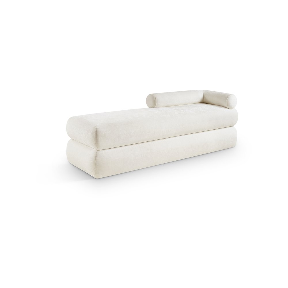 Kennedy Cream Chenille Fabric Bench. Picture 1