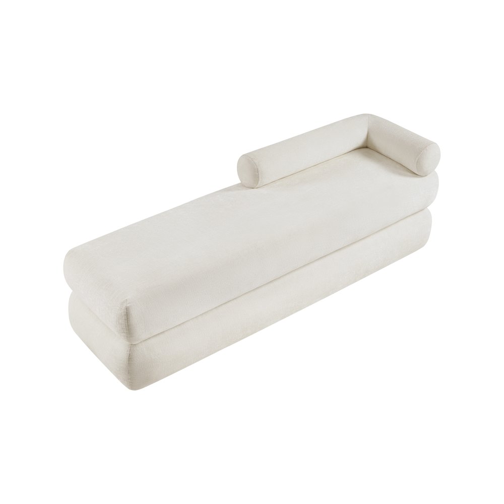 Kennedy Cream Chenille Fabric Bench. Picture 8