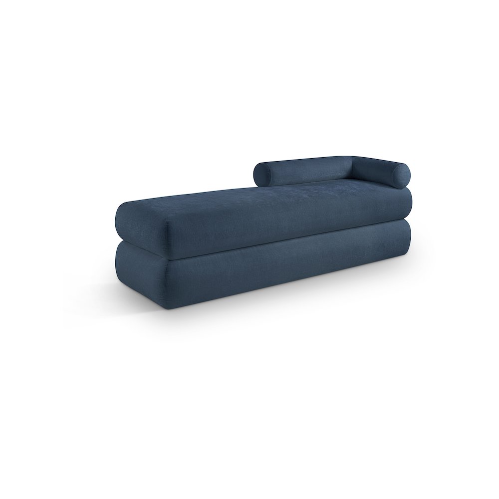 Kennedy Light Blue Chenille Fabric Bench. Picture 1