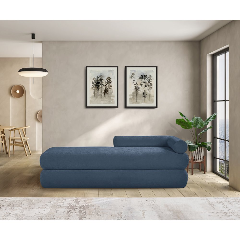 Kennedy Light Blue Chenille Fabric Bench. Picture 2