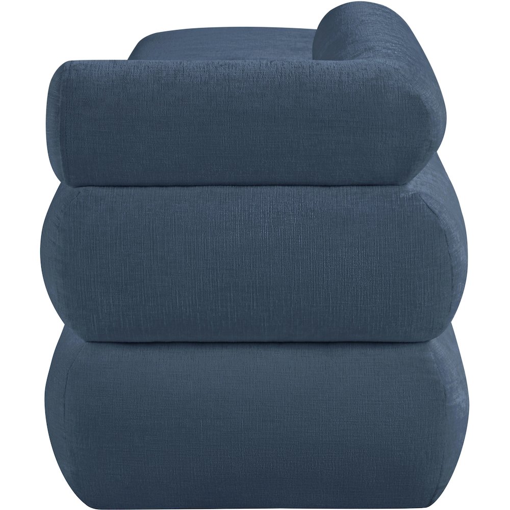 Kennedy Light Blue Chenille Fabric Bench. Picture 4
