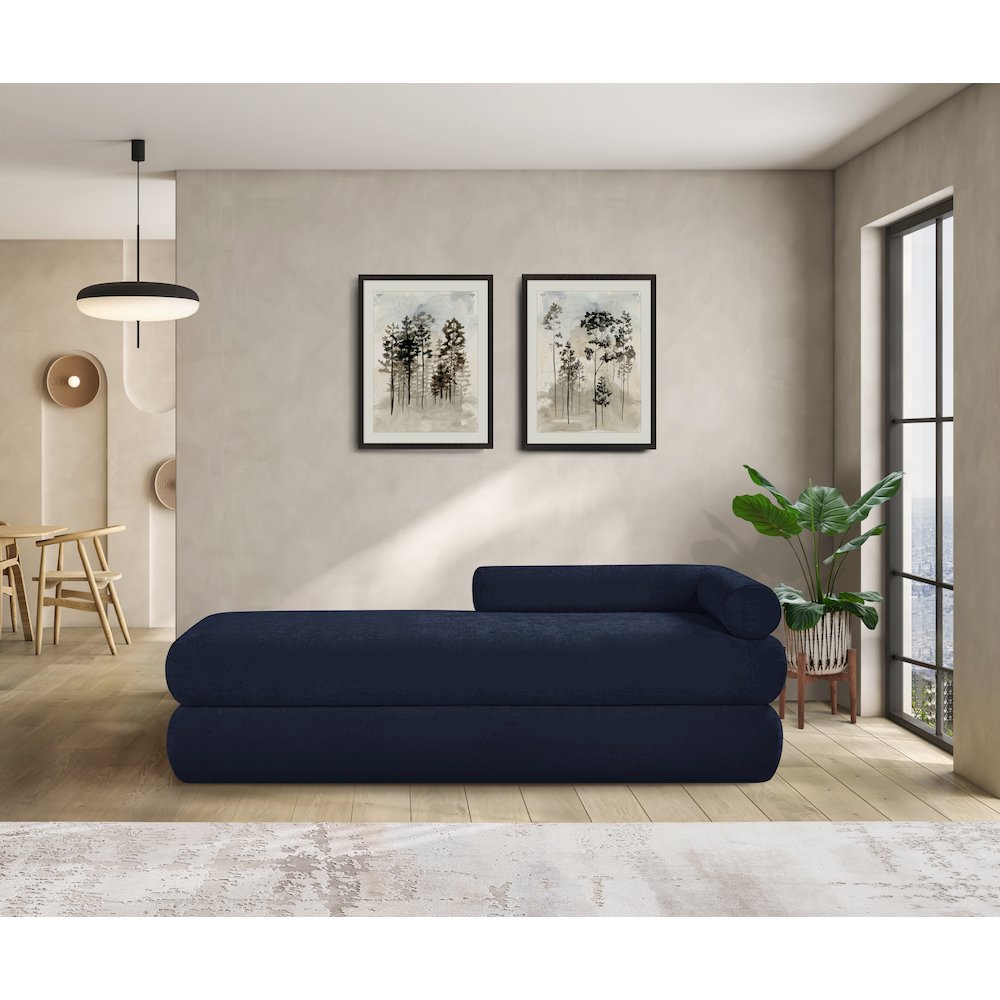 Kennedy Navy Chenille Fabric Bench. Picture 2