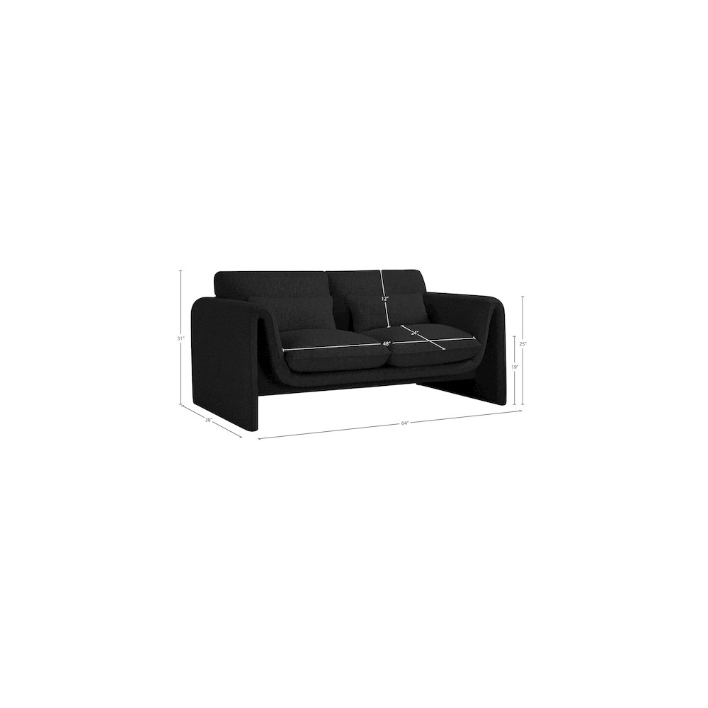 Stylus Black Boucle Fabric Loveseat. Picture 17