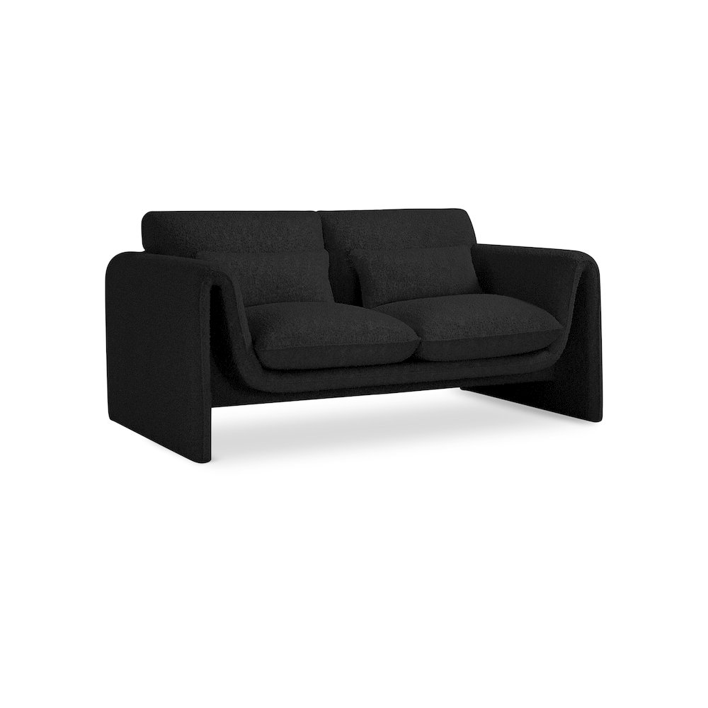 Stylus Black Boucle Fabric Loveseat. Picture 1