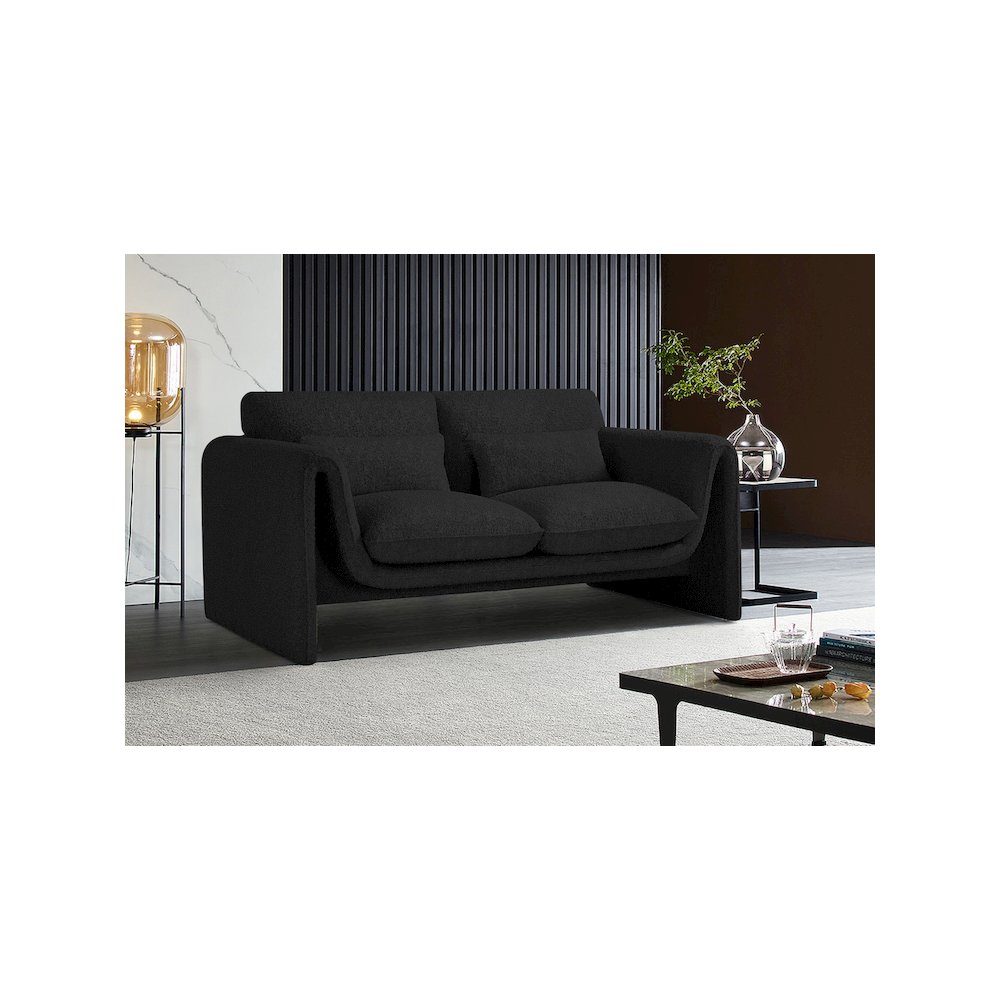 Stylus Black Boucle Fabric Loveseat. Picture 2