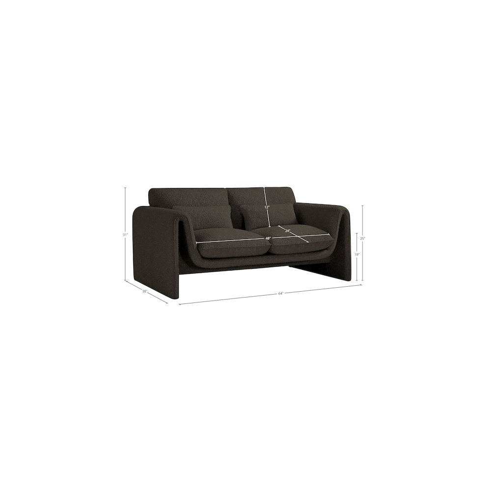 Stylus Brown Boucle Fabric Loveseat. Picture 17