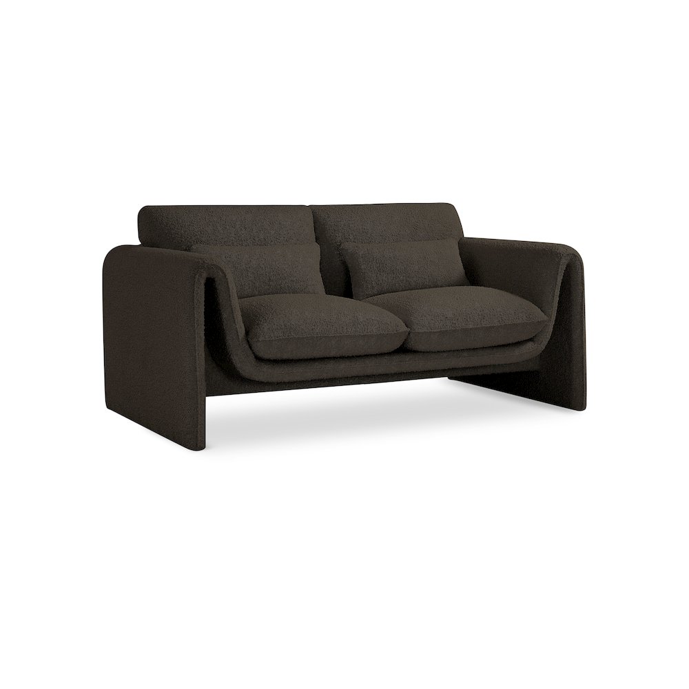Stylus Brown Boucle Fabric Loveseat. Picture 1