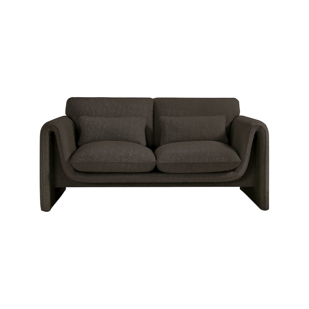 Stylus Brown Boucle Fabric Loveseat. Picture 4