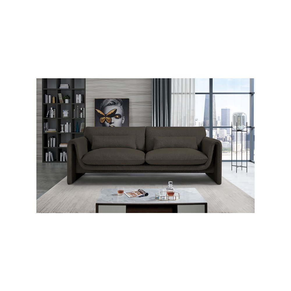 Stylus Brown Boucle Fabric Sofa. Picture 2