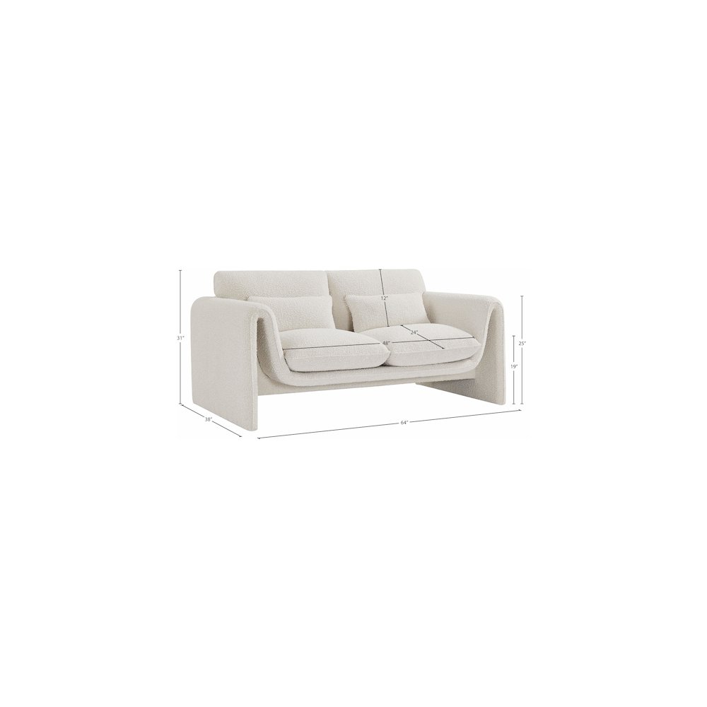 Stylus Cream Boucle Fabric Loveseat. Picture 17