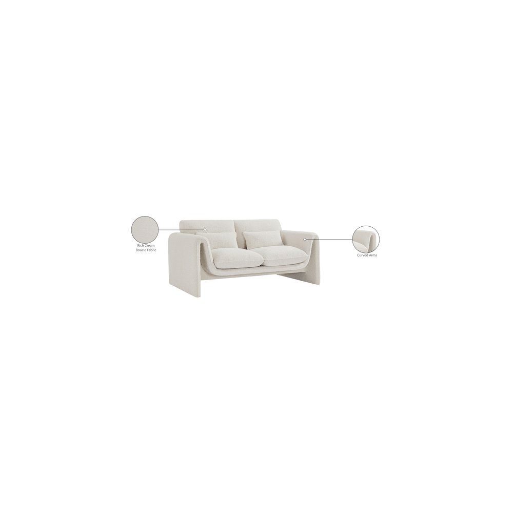Stylus Cream Boucle Fabric Loveseat. Picture 18
