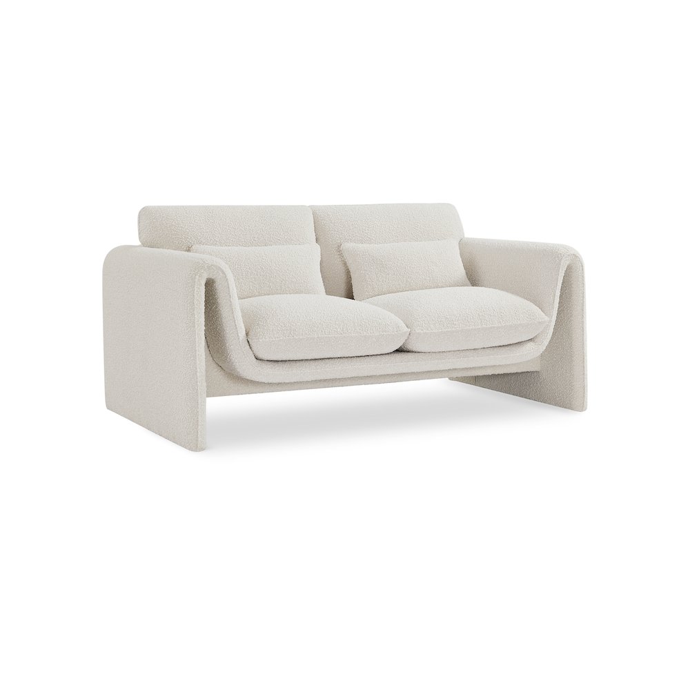 Stylus Cream Boucle Fabric Loveseat. Picture 1