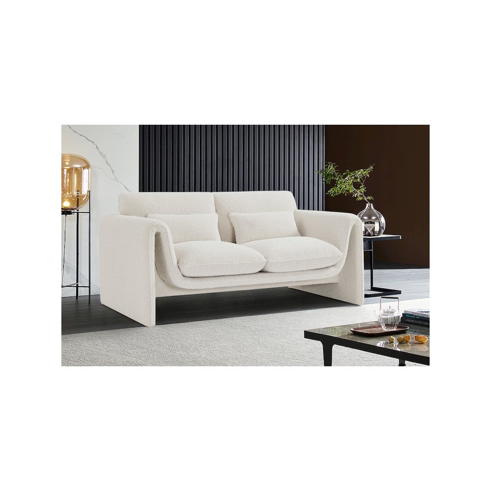 Stylus Cream Boucle Fabric Loveseat. Picture 2