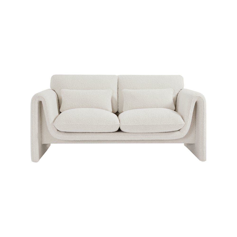 Stylus Cream Boucle Fabric Loveseat. Picture 4