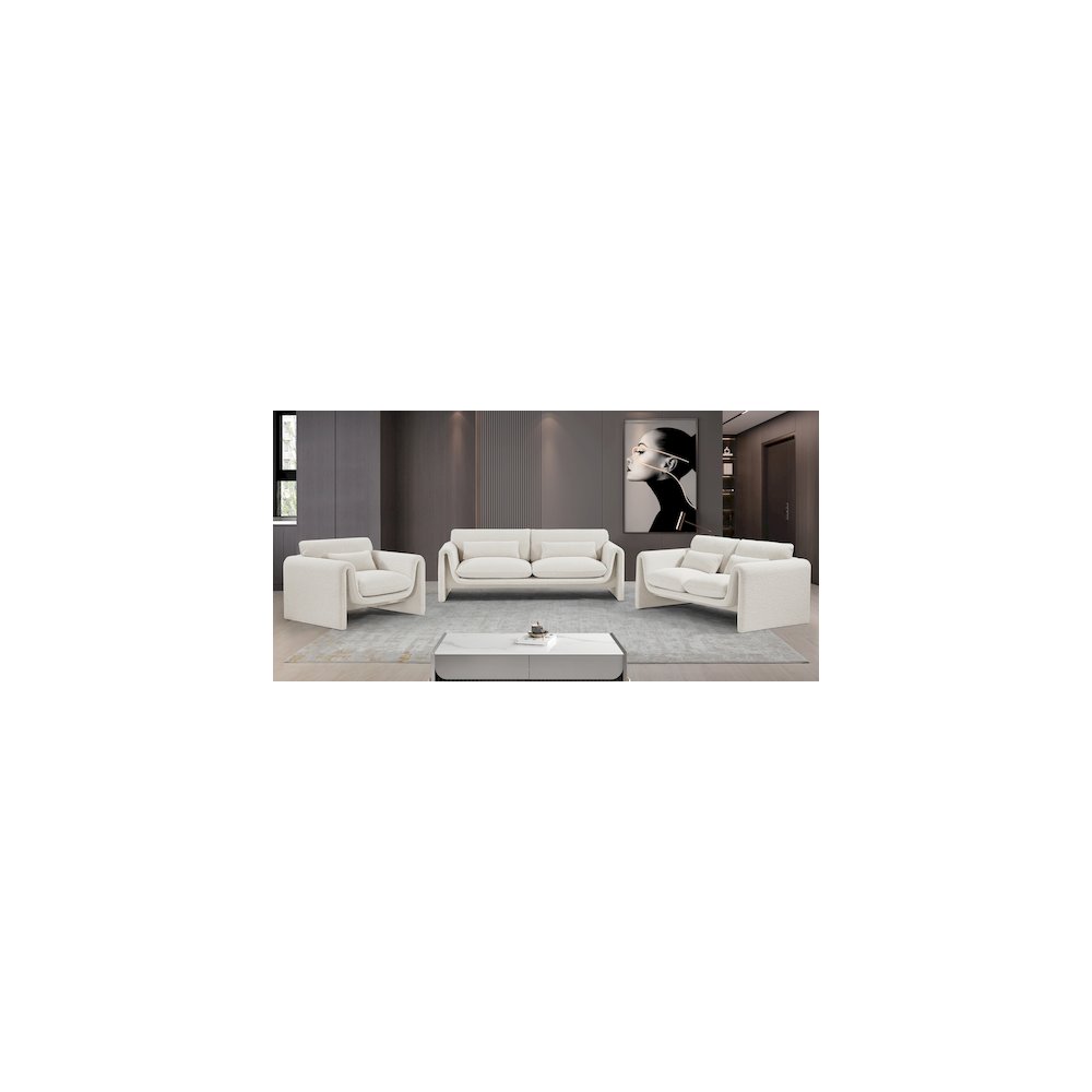 Stylus Cream Boucle Fabric Sofa. Picture 16