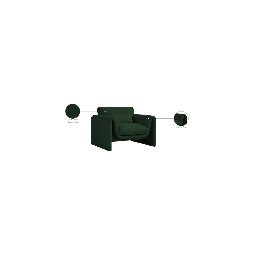 Stylus Green Boucle Fabric Chair. Picture 18