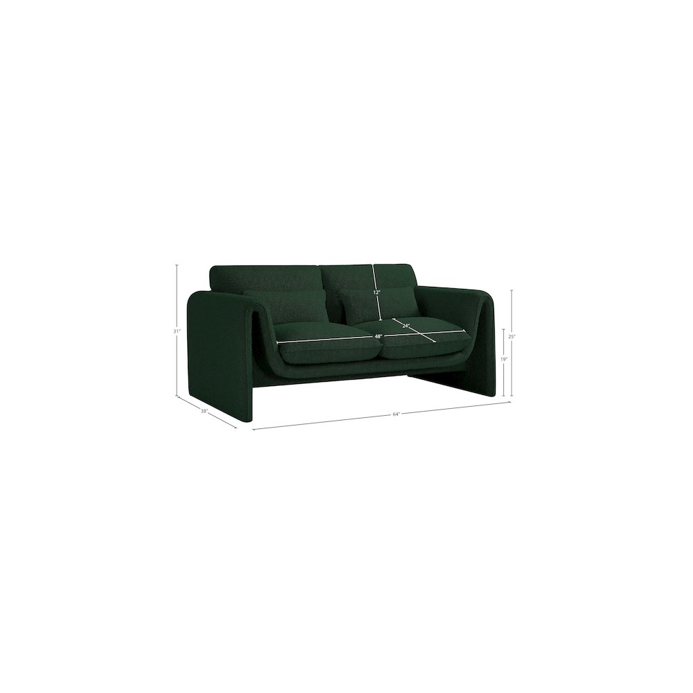Stylus Green Boucle Fabric Loveseat. Picture 17