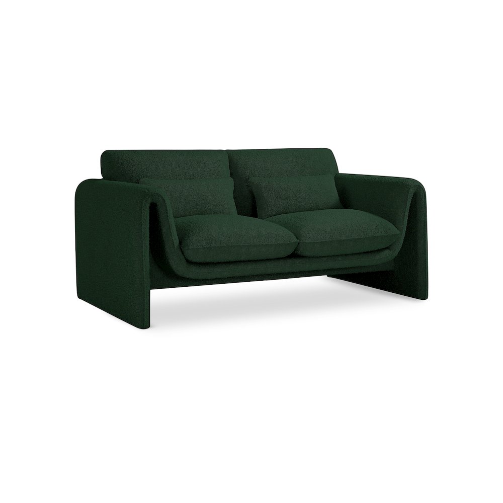 Stylus Green Boucle Fabric Loveseat. Picture 1