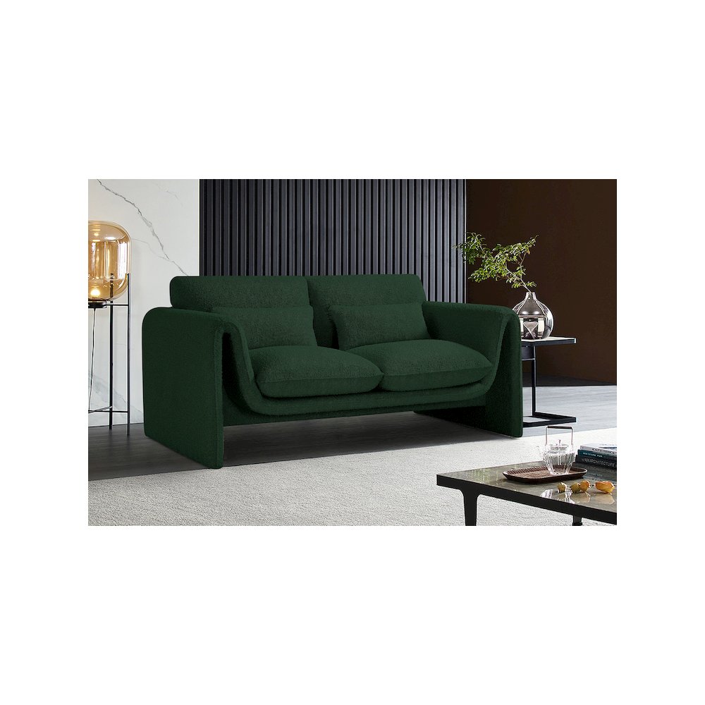 Stylus Green Boucle Fabric Loveseat. Picture 2