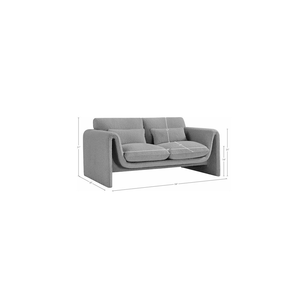 Stylus Grey Boucle Fabric Loveseat. Picture 17