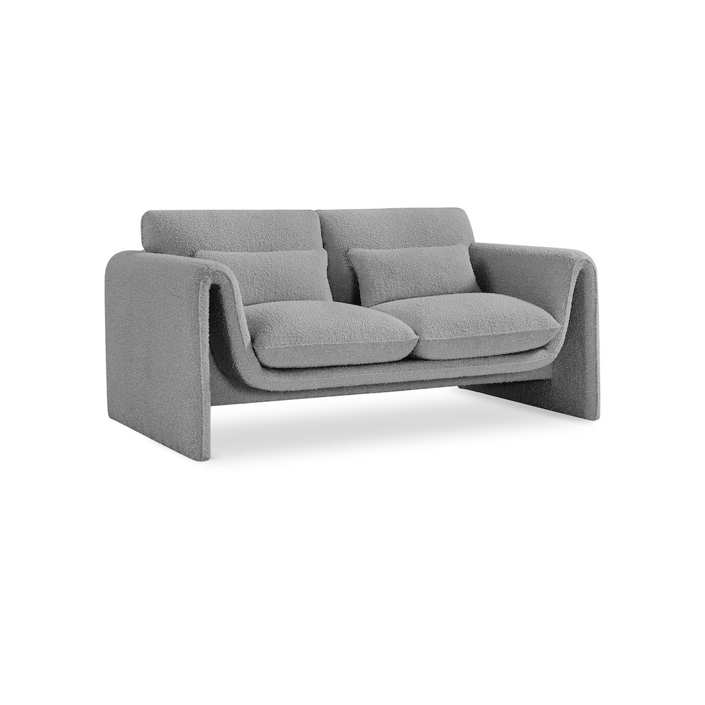 Stylus Grey Boucle Fabric Loveseat. Picture 1