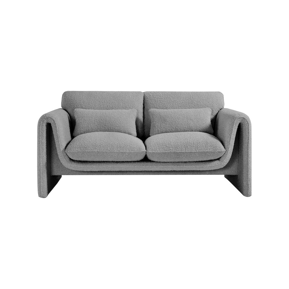 Stylus Grey Boucle Fabric Loveseat. Picture 4