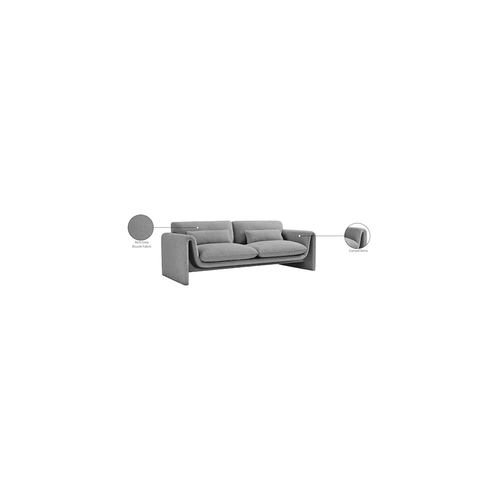 Stylus Grey Boucle Fabric Sofa. Picture 18